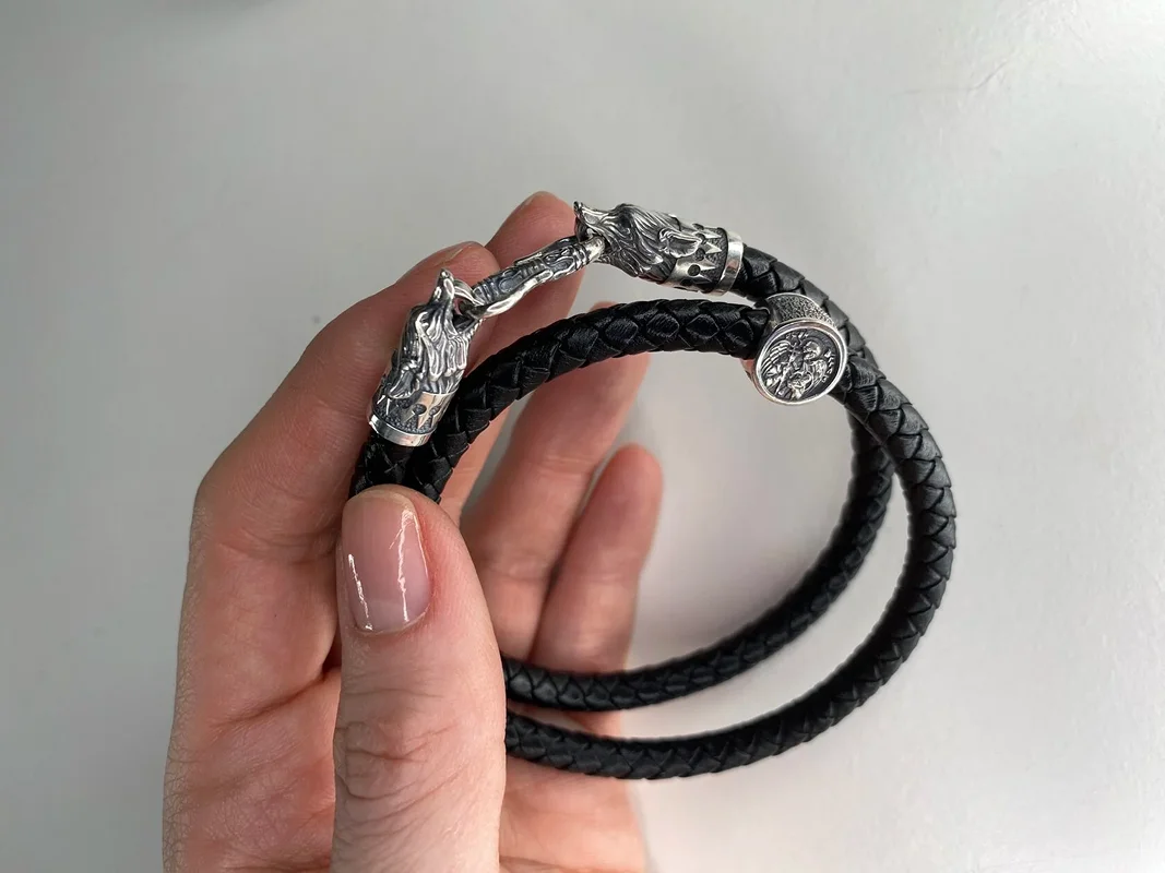 Men's bracelet - Wolves with a Guardian Angel